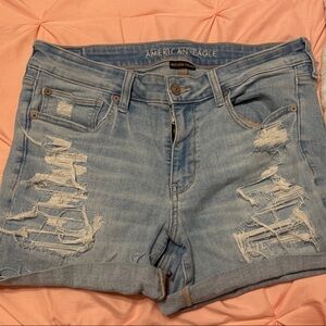 American Eagle Outfitters Light Blue Distressed Jean Shorts